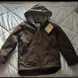 Blue Mountain Active Jacket Quilt Lined Vintage Workwear Coat, Brown Kids Medium